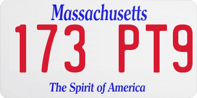 MA license plate 173PT9