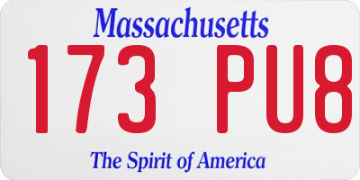 MA license plate 173PU8