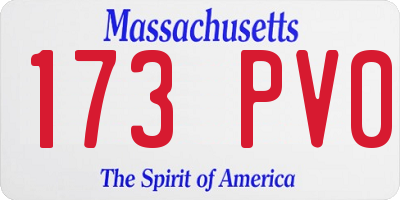 MA license plate 173PV0