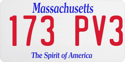 MA license plate 173PV3