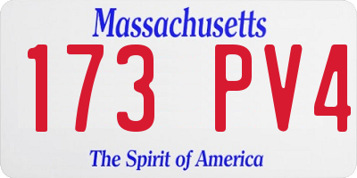 MA license plate 173PV4