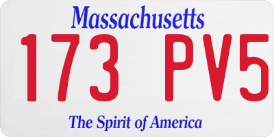 MA license plate 173PV5