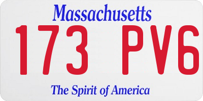 MA license plate 173PV6
