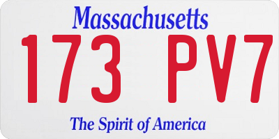 MA license plate 173PV7