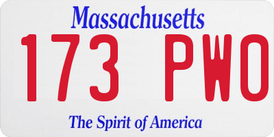 MA license plate 173PW0