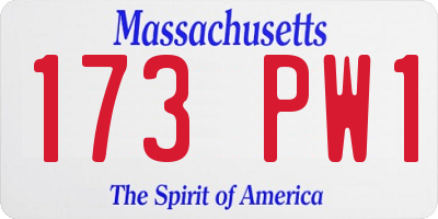 MA license plate 173PW1