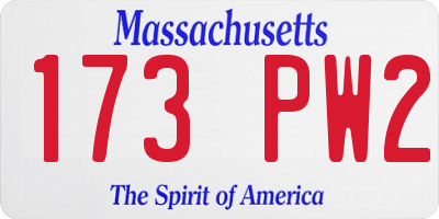 MA license plate 173PW2