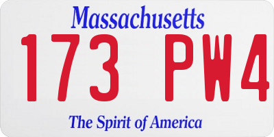 MA license plate 173PW4