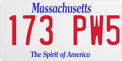 MA license plate 173PW5