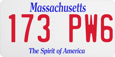 MA license plate 173PW6