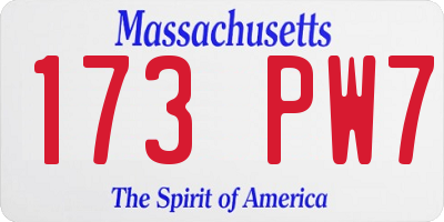MA license plate 173PW7