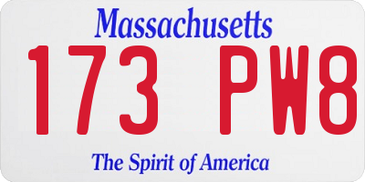 MA license plate 173PW8