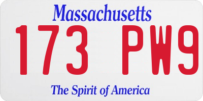 MA license plate 173PW9