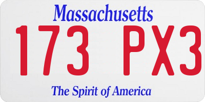 MA license plate 173PX3