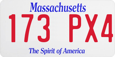 MA license plate 173PX4