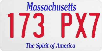 MA license plate 173PX7