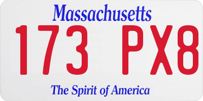 MA license plate 173PX8
