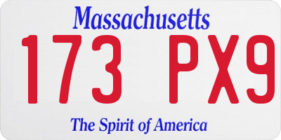 MA license plate 173PX9
