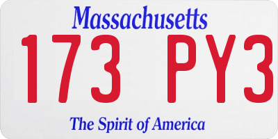 MA license plate 173PY3