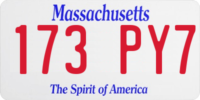 MA license plate 173PY7