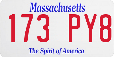 MA license plate 173PY8
