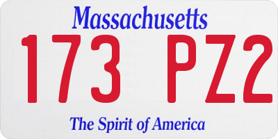 MA license plate 173PZ2