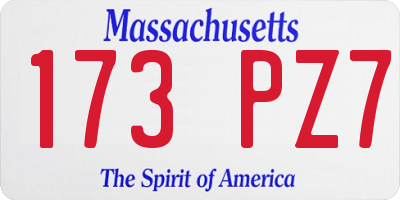 MA license plate 173PZ7
