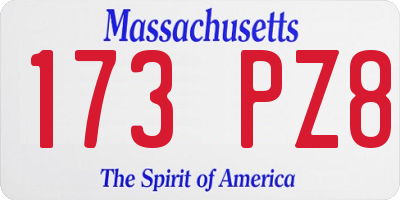 MA license plate 173PZ8