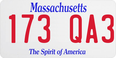 MA license plate 173QA3