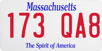 MA license plate 173QA8