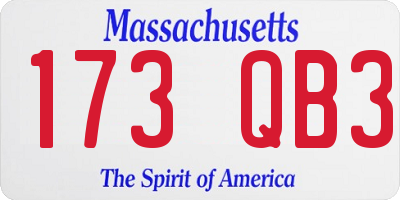MA license plate 173QB3