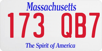 MA license plate 173QB7