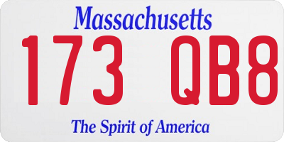 MA license plate 173QB8