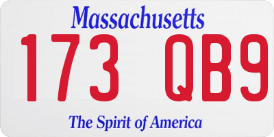 MA license plate 173QB9