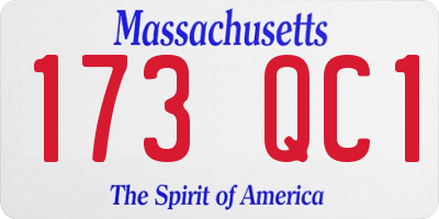 MA license plate 173QC1