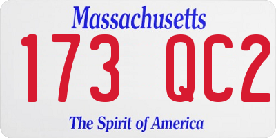 MA license plate 173QC2