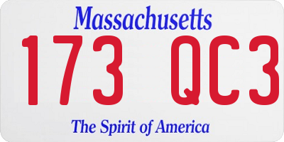 MA license plate 173QC3