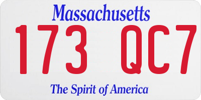 MA license plate 173QC7