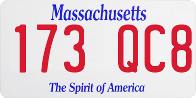 MA license plate 173QC8