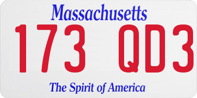 MA license plate 173QD3
