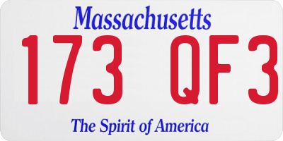 MA license plate 173QF3