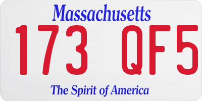 MA license plate 173QF5