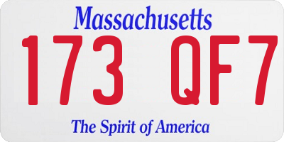 MA license plate 173QF7