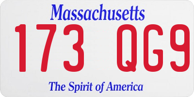 MA license plate 173QG9