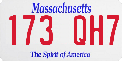 MA license plate 173QH7
