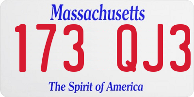 MA license plate 173QJ3