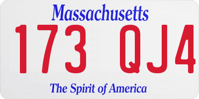 MA license plate 173QJ4