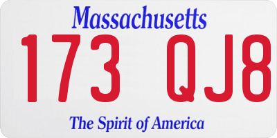 MA license plate 173QJ8