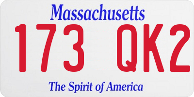 MA license plate 173QK2