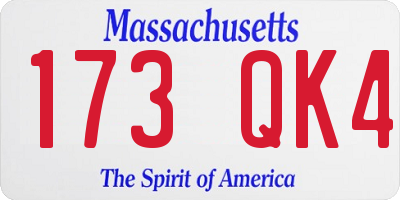 MA license plate 173QK4